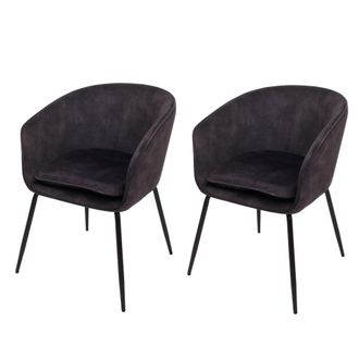 Hhg Nunca Usado] Lote De 2 Sillas De Comedor Hhg 074, Silla De Cocina Silla Tapizada, Tela/textil (340g/m&sup2;) Metal, Gris Oscuro