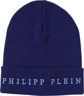 Philipp Plein Cappello Lana Logo - Heren - Hoeden - Blauw - ONE Size - Accessoires
