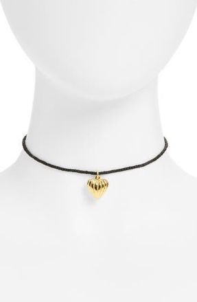 Madewell Heart Charm Beaded Necklace in Jet Black at Nordstrom Rack
