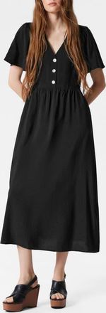 & Other Stories V-Neck Midi Dress in Black Dark New at Nordstrom, Size 10