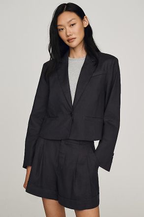 Maeve European Linen Stretch Crop Blazer Jacket