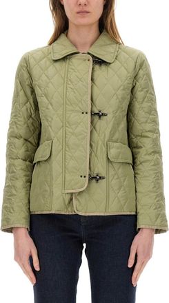 Fay Green Quilted Shirt Collar Jacket