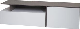 Hhg [nunca Usado] Estanter&iacute;a Tv Hhg-638, Mesa Tv Aparador Mueble Tv Cajonera, Madera 45x161x40cm Compartimento De Almacenaje, Aspecto Hormig&oacute;n Blanco