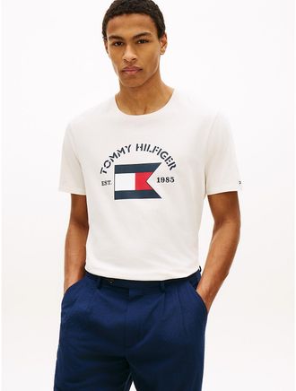 Tommy Hilfiger Mens Hilfiger Boating Flag T-Shirt - White - XXXL
