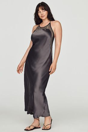 Maeve Mesh Satin Slip Dress