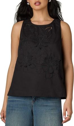 Wit & Wisdom Die Cut Embroidered Sleeveless Top in Black at Nordstrom, Size X-Large