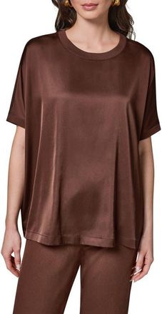 DKNY Satin Short Sleeve Top in Canyon at Nordstrom, Size X-Small