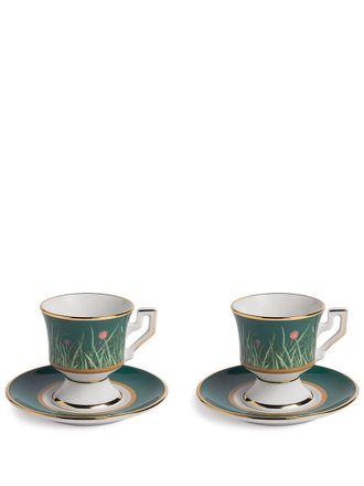 La DoubleJ floral-print porcelain cup (set of two) - White