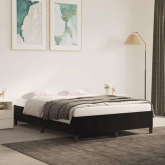 Berkfield Home Bed Frame Black 135x190 cm Double Velvet