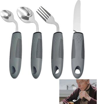 OEM Juego De Cubiertos Antichoque - 4 Piezas - Acero Inoxidable - Curvado - Antichoque - Ergon&oacute;mico