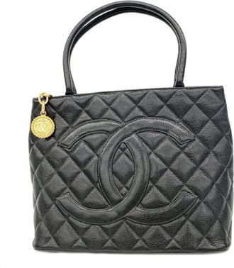 Chanel Black Grained Calfskin Tote Bag (Pre-Owned)