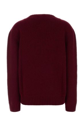 Prada Womens Burgundy Wool Blend Sweater Amaranto Maglieria