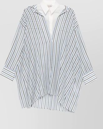 Semicouture graciana cotton shirt striped v neck