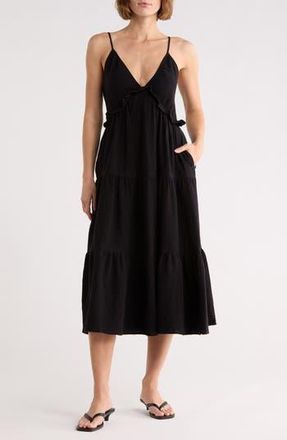 LBLC The Label Daisy Cotton Tiered Sundress in Black at Nordstrom Rack, Size X-Small