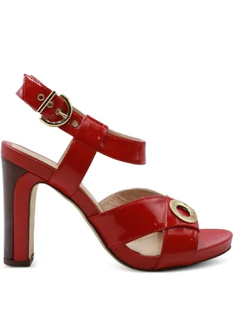 Fendi patent-leather ankle-strap sandals - women - Fabric/Patent Leather/Fabric - 37 - Red