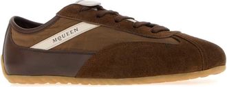 Alexander McQueen Mens Chocolate Leather And Fabric Boxe Sneakers Brownbrown