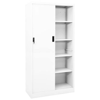 Berkfield Home Office Cabinet with Sliding Door White 90x40x180 cm Steel | Size: 90 x 40 x 180 cm