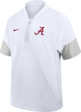 Nike Alabama Sideline Coach Nike Mens College 1/2-Zip Short-Sleeve Jacket in White | 03BO0CEBABN-6XU