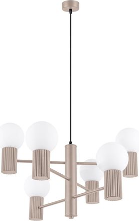 Sollux Lighting Design Pendellampe Halo 6-flammig, Taupe