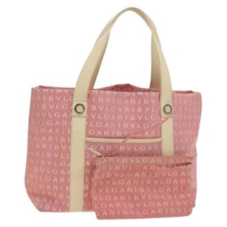 Bulgari Pre-owned Tote Bags, female, Pink, Size: ONE SIZE Pre-owned Canvas Tote Bag