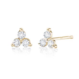 MAX + STONE 14k Solid Gold Lab Grown Diamond Triplet Stud Earrings