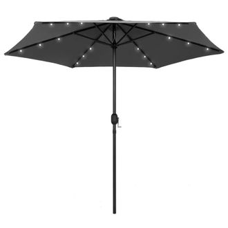 Berkfield Home Parasol with LED Lights & Aluminium Pole 270 cm Anthracite in Black