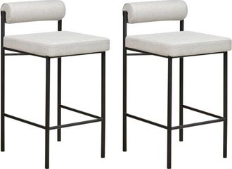 Beliani Set of 2 Bar Chairs AMAYA Light Grey