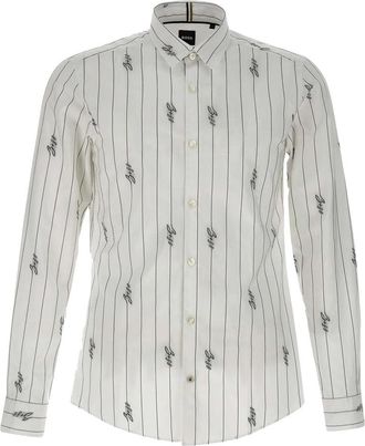 HUGO BOSS White Classic Collar Logo Shirt
