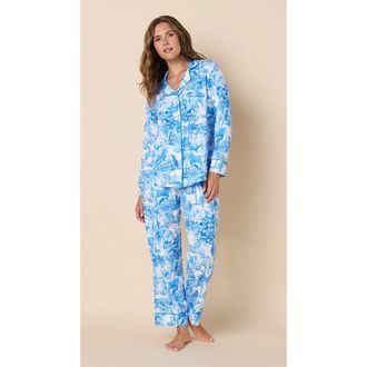 The Cats Pajamas Pima Knit Pajama Set in Palm Grove Toile at Nordstrom, Size X-Small