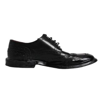 Dolce & Gabbana Zwarte leren Derby Wingtip formele schoenen - Heren - Nette schoenen - Zwart - 42 EU - Leer - Schoenen