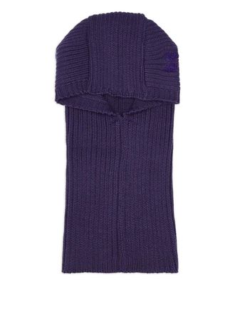 Needles embroidered ribbed wool balaclavas - men - Wool - One Size - Purple