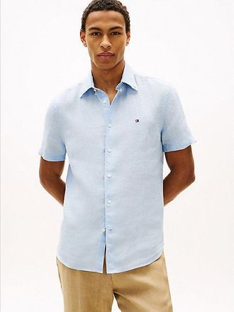 Tommy Hilfiger Regular Fit Washed Linen Short Sleeve Shirt