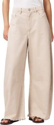 AllSaints Payton Frayed Hem Wide Leg Jeans in Cream White at Nordstrom, Size 25