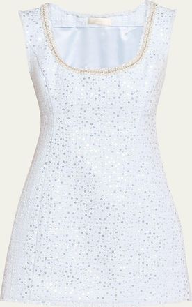 LoveShackFancy Adelaine Sequined Tweed Mini Dress