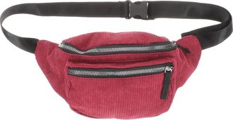 SOLUSTRE Fashion Red Velvet Chest Crossbody Bag with Chain Strap, Portable Small Waist Bag for Women and Men, Unisex Outdoor Storage Pouch for Travel and Daily