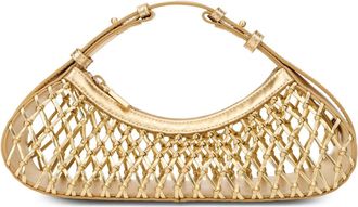 Cult Gaia Tassen, Dames, Geel, ONE Size, Leer, Handtas met Gebogen Ontwerp