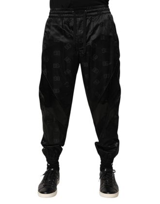 Dolce & Gabbana Black Logo Dg Print Men Jogger Sweatpants Pants Nylon