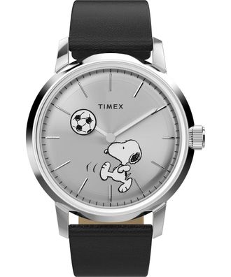 Timex Peanuts Marlin Mens Black Watch TW2Y53800 Leather - One Size
