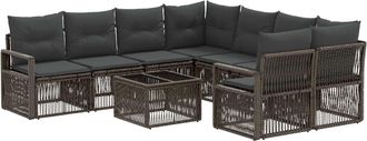 vidaXL Conjunto De Sof&aacute;s De Jard&iacute;n 9 Uds. Gris Rat&aacute;n Sint&eacute;tico Vidaxl