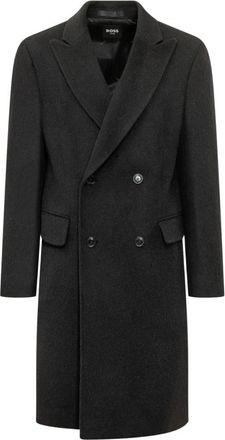 HUGO BOSS H-Hyde-Db-Peak Coat - Heren - Mantel - Zwart - XL - Wol - Jassen