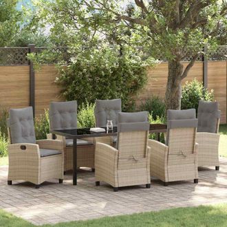 vidaXL Conjunto De Comedor De Jard&iacute;n 7 Pcs Beige Rat&aacute;n Sint&eacute;tico Vidaxl