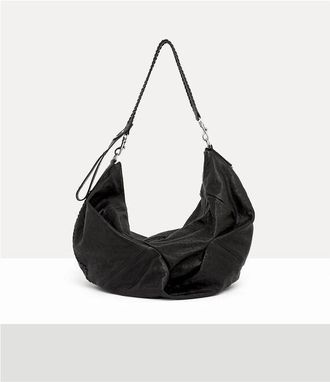 Vivienne Westwood Agnes Large Shoulder Bag Supple Leather -Black-dark-silver