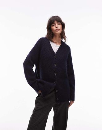 & Other Stories Cardigan blu scuro in misto lana con bottoni