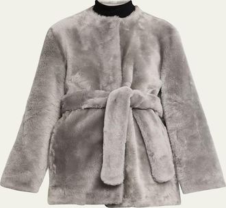 Toteme Plush Shearling Belted Coat