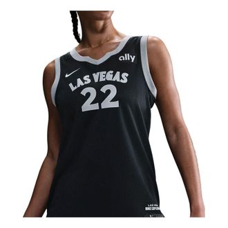 Nike (WMNS) Nike Aja Wilson Las Vegas Aces Dri-FIT WNBA Victory Jersey Black Flat Silver White HF0996-010