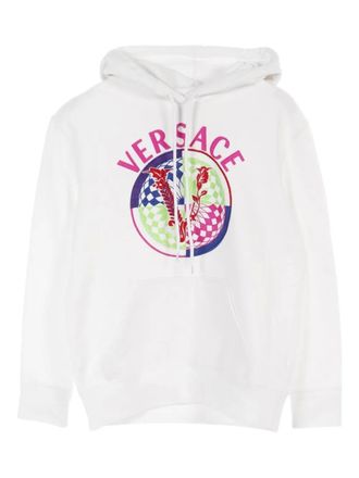 Versace 2010s logo-embroidered hoodie - women - Nylon/Cotton - 38 - White