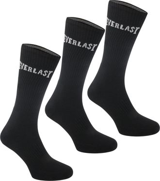 Everlast Kids 3 Pack Crew Socks Black Child C8-C13