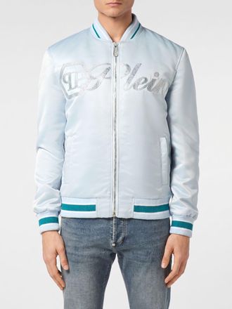 Philipp Plein Bomber in raso con logo di strass
