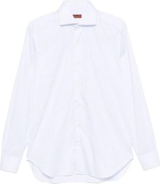 Barba Camicia gessata - Heren - Zakelijke Overhemden - Wit - 2XL - Katoen - Overhemden
