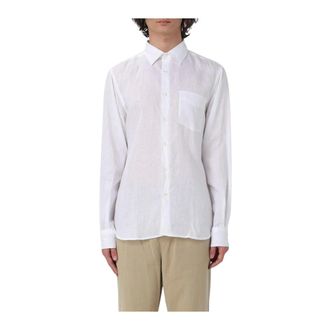 Aspesi Casual Shirts, male, White, Size: XL White Long Sleeve Shirt Classic Style